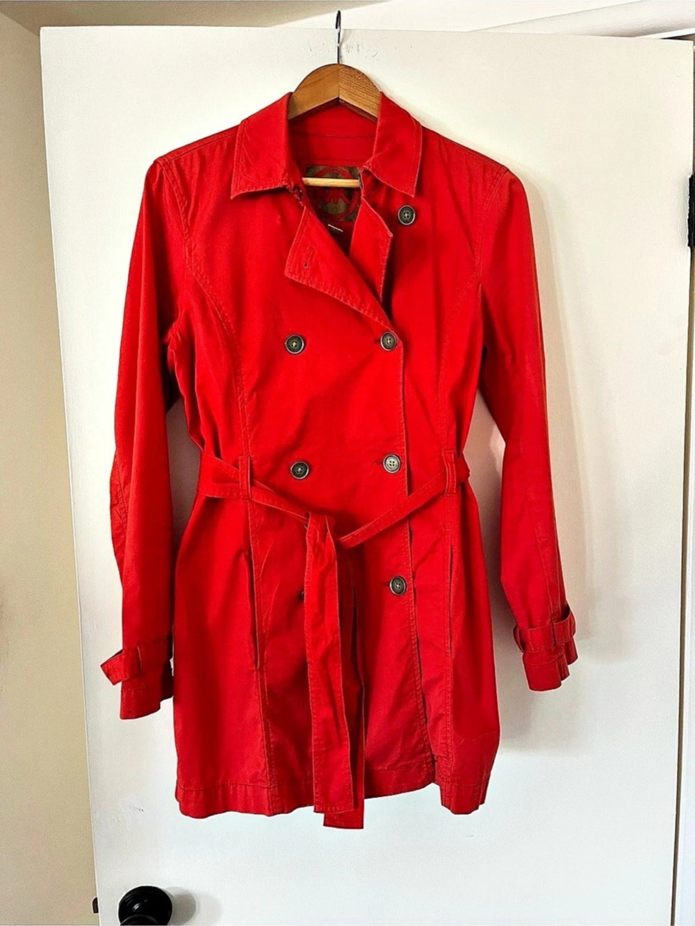 Michael Kors red lightweight trench